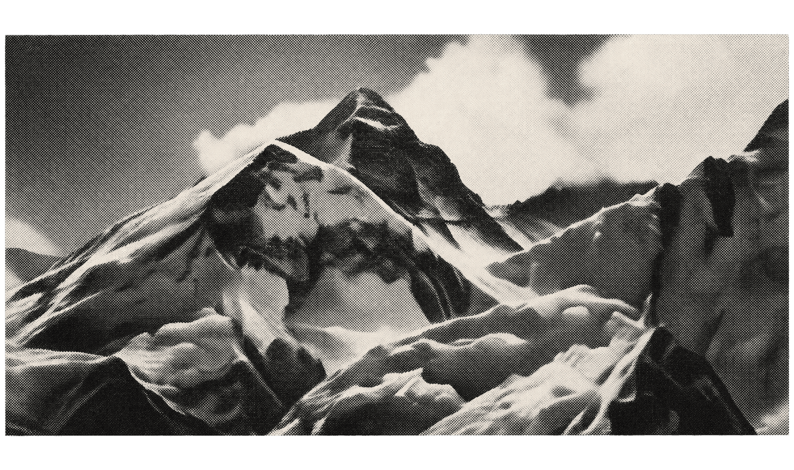Halftone print of the Everest massif